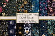 Starry Rococo Floral Digital Paper, a Texture Illustration by DreamPrint404 (Thumbnail 1 of 4)