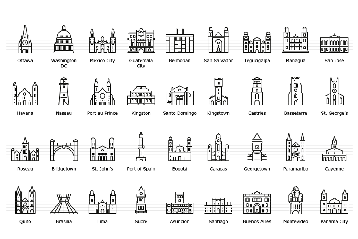 American Capitals - Landmark Icons, an Outline Icon by Jozsef Balazs-Hegedus (Photo 2 of 6)
