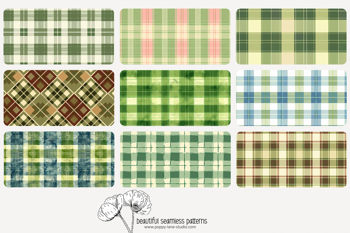 80 green plaid seamless pattern, a Pattern Graphic by Poppy Lane Studio (Photo 3 of 11)