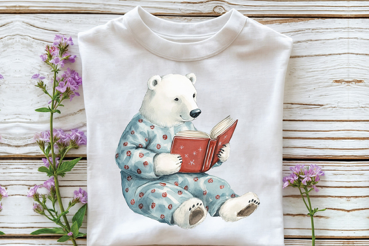 Christmas Pajama Polar Bear Clipart, an Illustration by CraftArtStudio (Photo 3 of 6)
