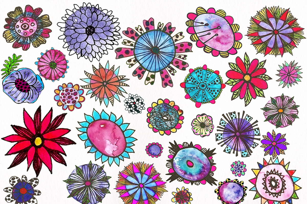 Watercolor Floral Doodles, an Illustration by Sinziana Romanescu (Photo 3 of 5)