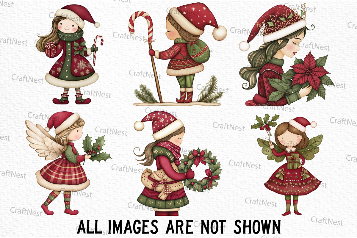 Sparkling Christmas Girl Clipart, an Illustration by Craft Nest (Photo 5 of 6)