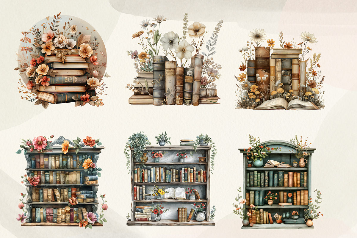 Boho Ghosts Reading Clipart, an Illustration by NadiaTheronArt (Photo 2 of 4)