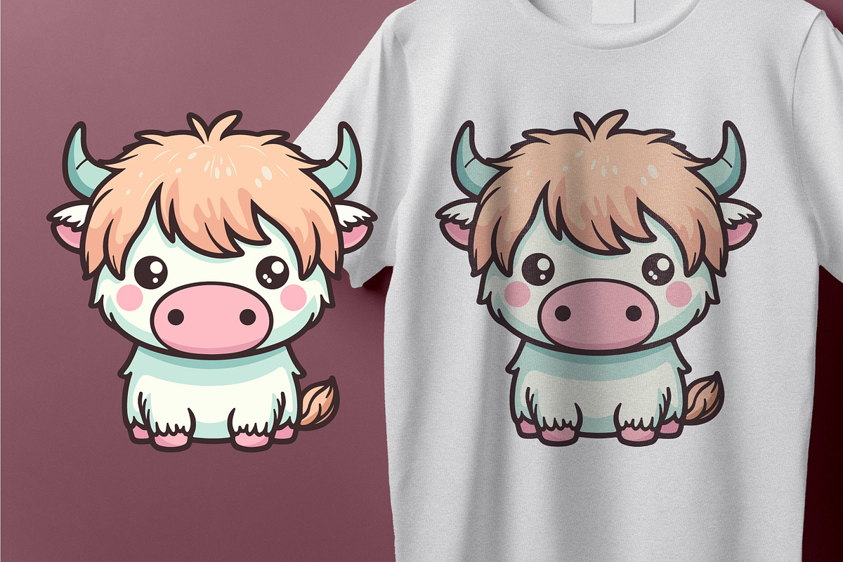 Kawaii Highland Cow Clipart Bundle, an Animal Illustration by MkStudio (Photo 4 of 4)