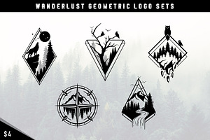 Geometric Wanderlust Logo Sets