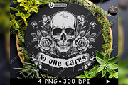 Old School Skull Roses No One Cares, a Background Graphic by LaseredNinja (Thumbnail 7 of 7)