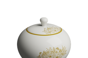 Gold Trim Sugar Bowl 3D, an Object 3D Model by Wencory