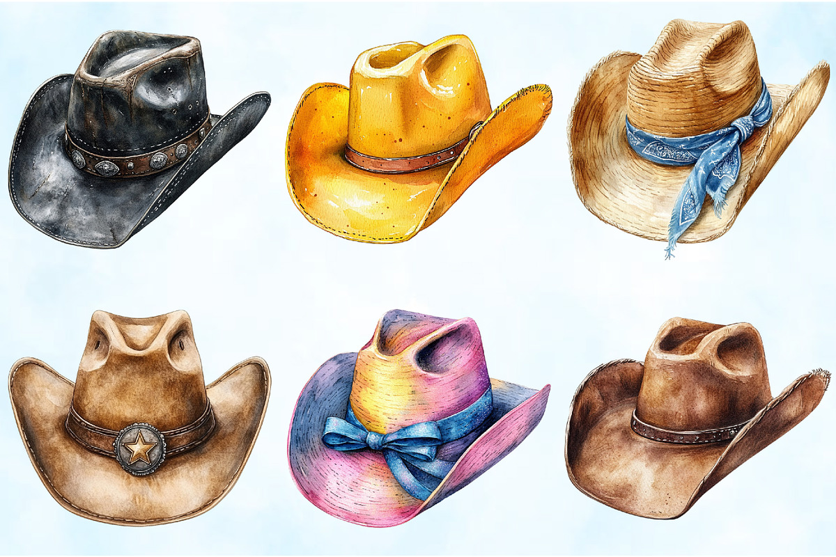 Cowboy Hat Clipart Bundle, an Illustration by Craft Nest (Photo 4 of 5)