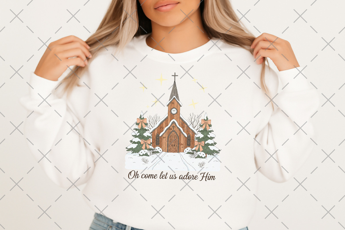 Vintage Christmas Church PNG, an Illustration by Craft Nest (Photo 3 of 6)