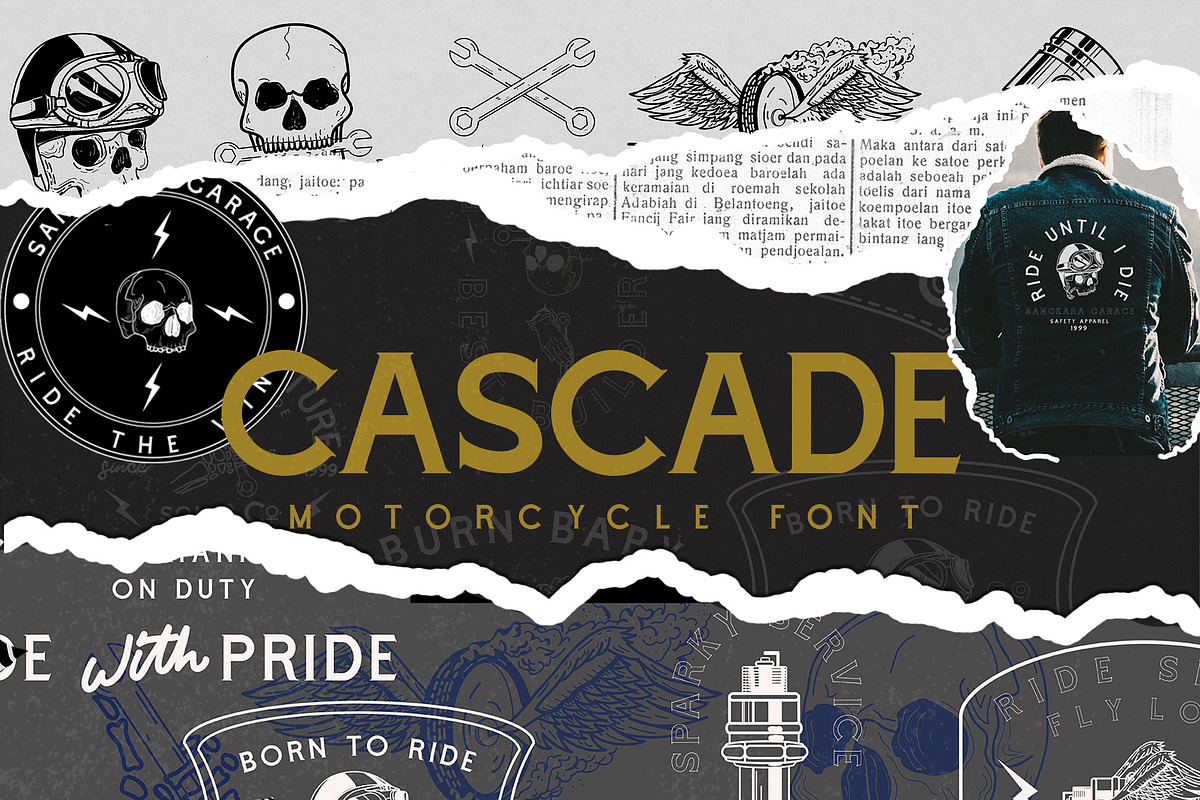 Cascade Motorcycle font, a Serif Font by Angin Studio (Photo 1 of 12)