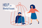 Help a Man in Isolation, a Healthcare Illustration by Mary Long (Thumbnail 1 of 3)