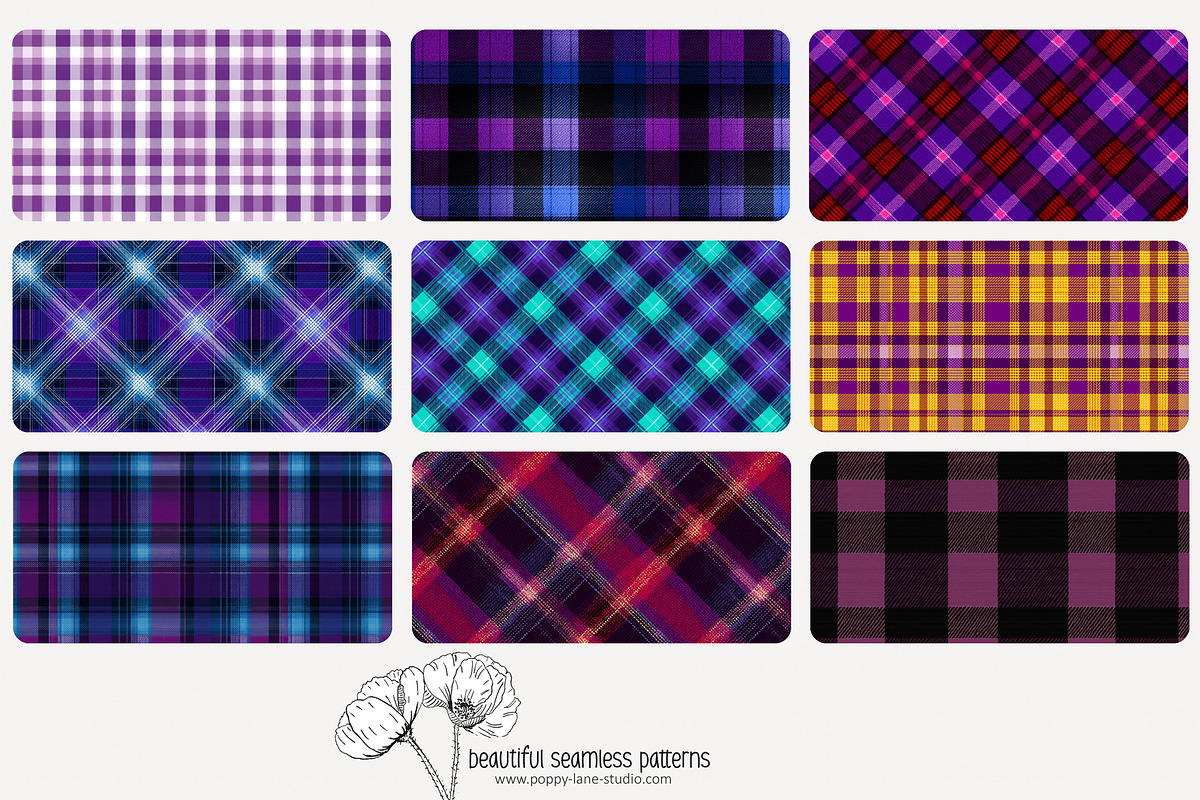80 purple plaid seamless pattern, a Pattern Graphic by Poppy Lane Studio