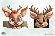 Funny Christmas Peeking Reindeer Png, an Animal Illustration by danishgraphics (Thumbnail 3 of 7)