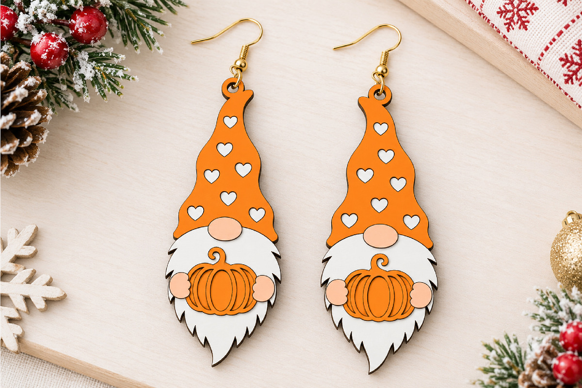 Gnome Earrings Laser Cut SVG, a Seasonal Illustration by Canvas Craft (Photo 5 of 5)