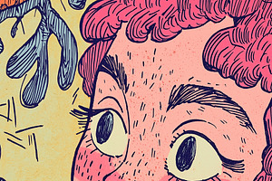 A surprised woman in the garden, a Person Illustration by Sybillla