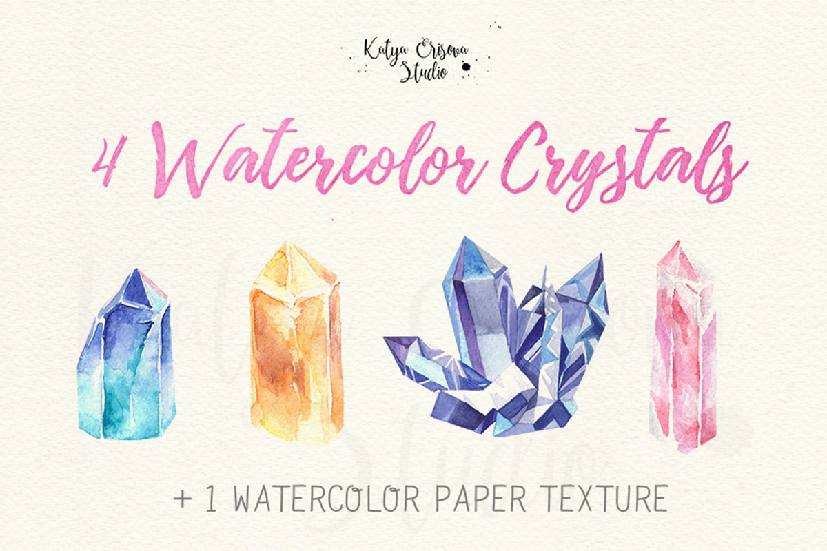 Watercolor Crystals Set, a Texture Illustration by SOVA (Photo 2 of 2)