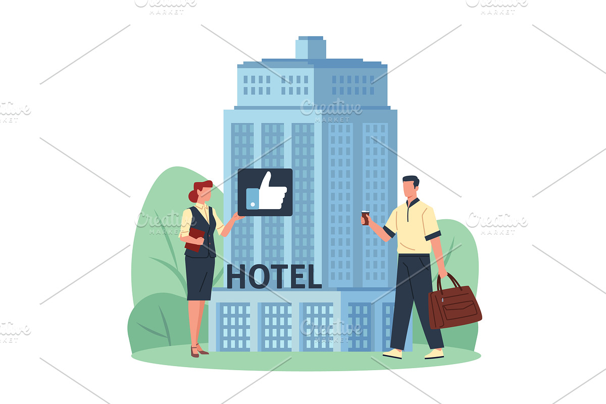 Choosing hotel process. Business, an Object Illustration by YummyBuum