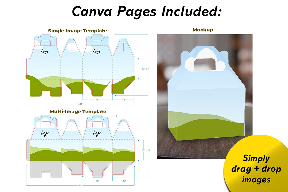 Straight Gable Box Mockup + Template, a Packaging Mockup by Korner (Photo 3 of 12)