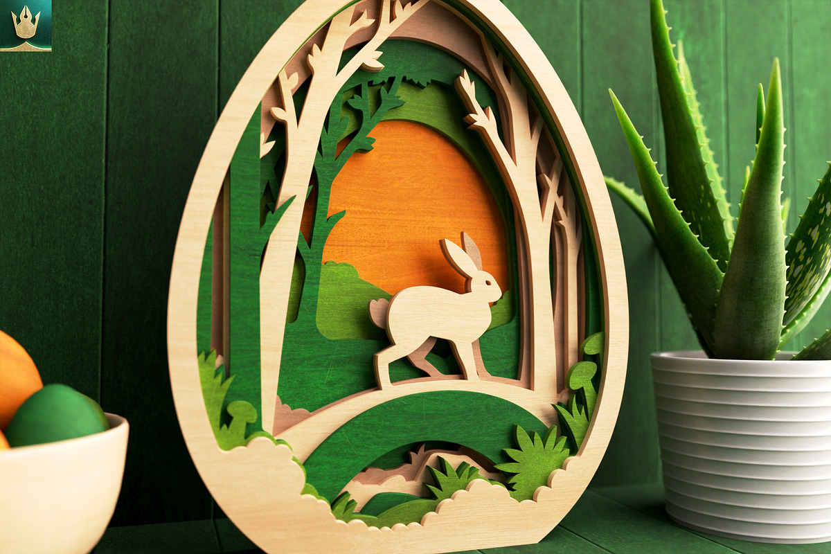 Bunny in the Forest 3D Layered SVG, an Animal Illustration by pixaroma (Photo 3 of 8)