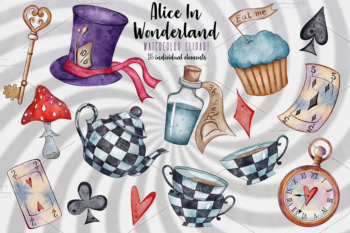 Alice in Wonderland clipart, a Food Illustration by LuiDesignStudio (Photo 2 of 4)
