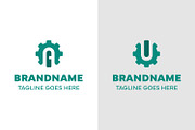 Letter A and U Gear Cog Logo Set, a Branding & Logo Template by Pray Art Design Studio (Thumbnail 1 of 2)