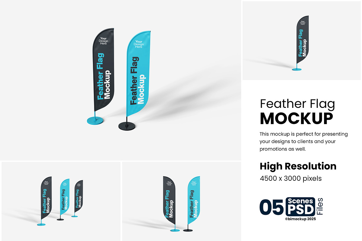 Feather Flag Mockup, an Advertising Mockup by bimockup (Photo 1 of 6)