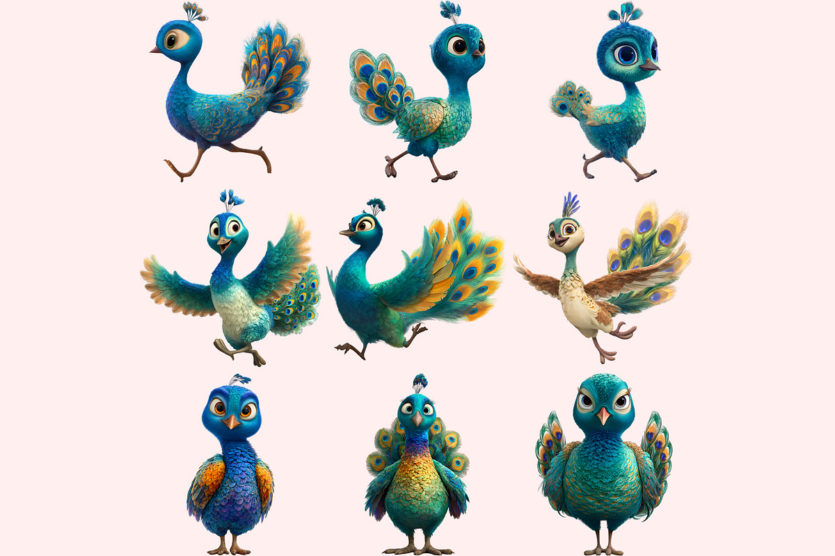 Peacock Clipart PNG Bundle, a Graphic by M9 Design (Photo 2 of 9)