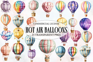 Pastel Hot Air Balloons Clipart, an Illustration by Designworld