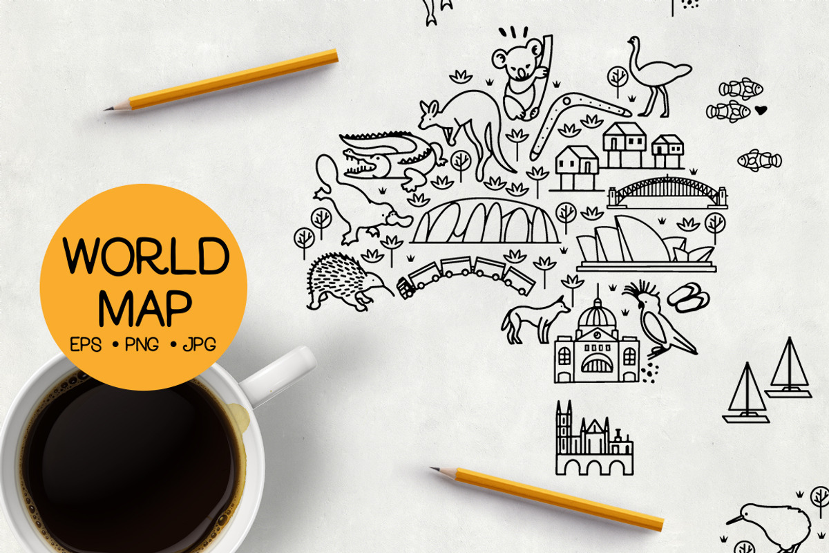 World Travel Line Icons Map, an Illustration by Moloko88 (Photo 5 of 7)