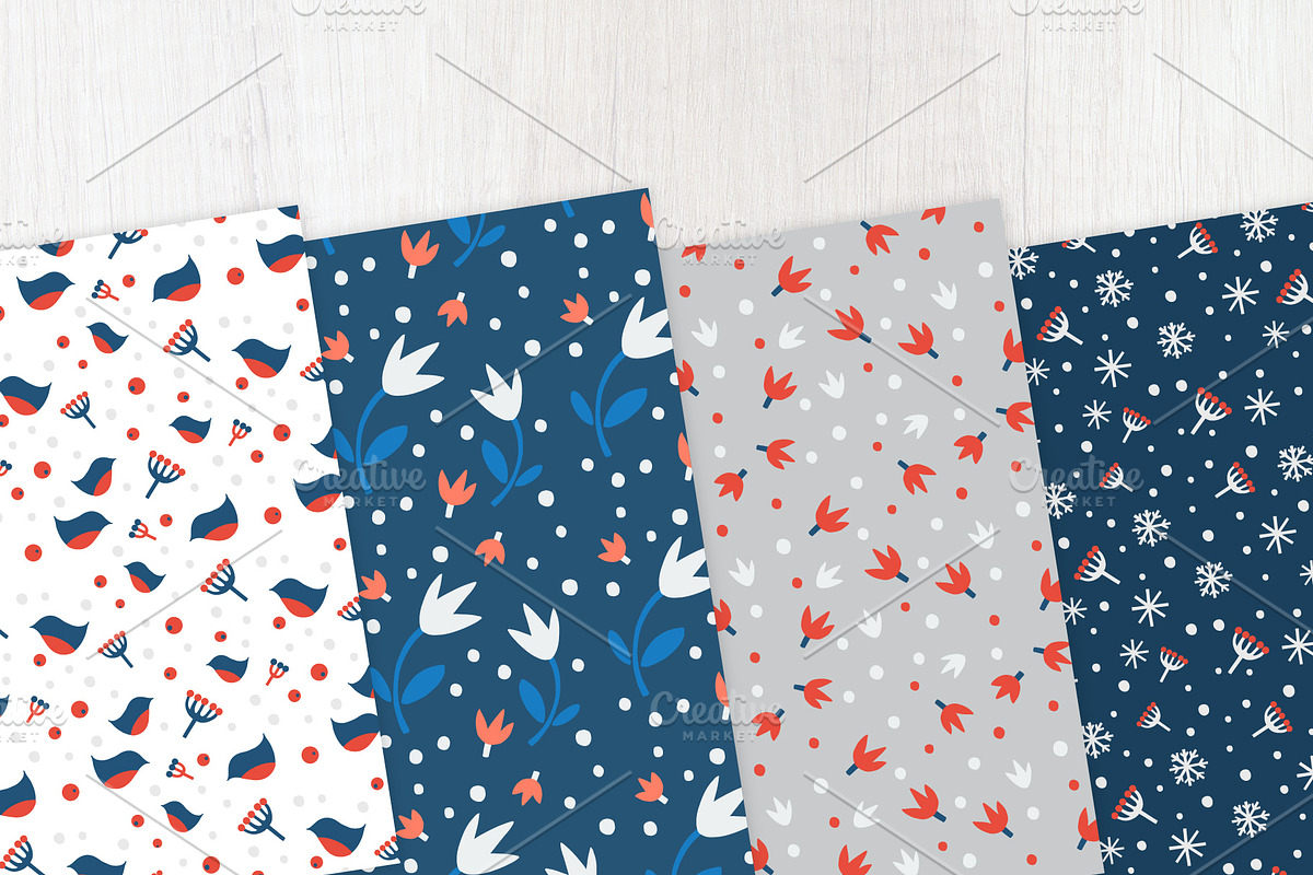 Winter Patterns Set, a Decorative Illustration by DikayaMiau (Photo 2 of 10)