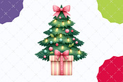 Christmas Tree and Gift Watercolor, an Illustration by designcity5 (Thumbnail 4 of 5)
