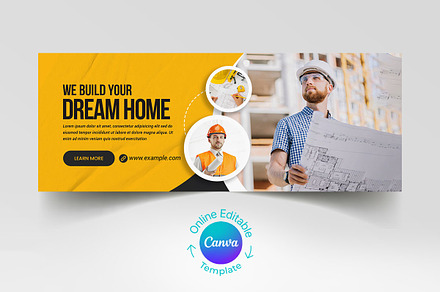 Construction FB Cover Canva Template, a Social Media Template by DesignOriel