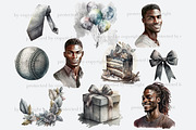 Mans Birthday Clipart Black Man PNG, a Person Illustration by GlamArtZhanna (Thumbnail 3 of 5)