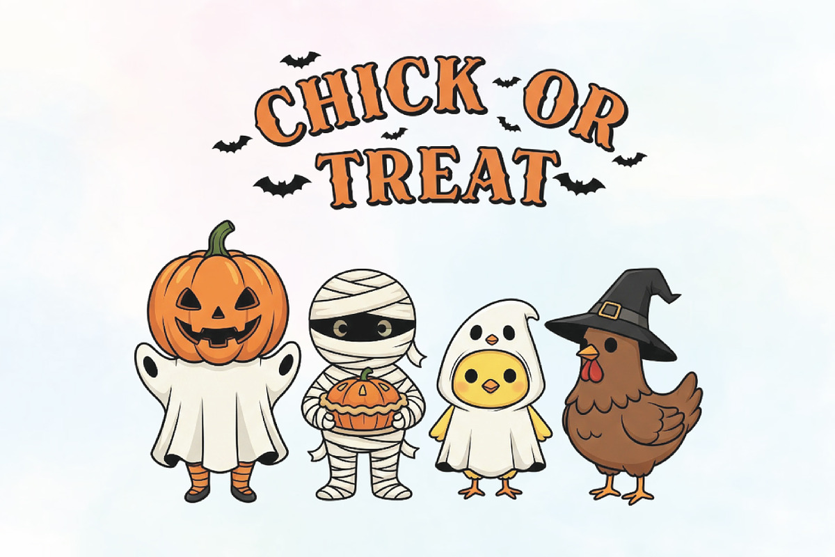 Chick or Treat Halloween Chicken PNG, an Illustration by CraftArtStudio (Photo 1 of 4)