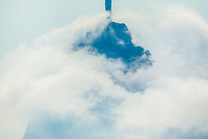 Christ the redeemer containing christ the redeemer, fog, and clouds