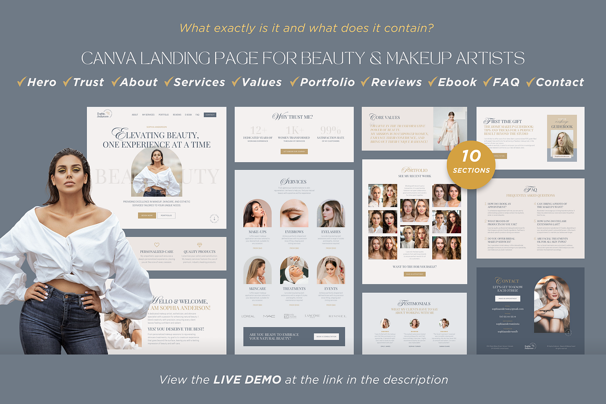 Beauty Website Template Canva Boho, a Landing Page Template by vectorocean (Photo 5 of 11)