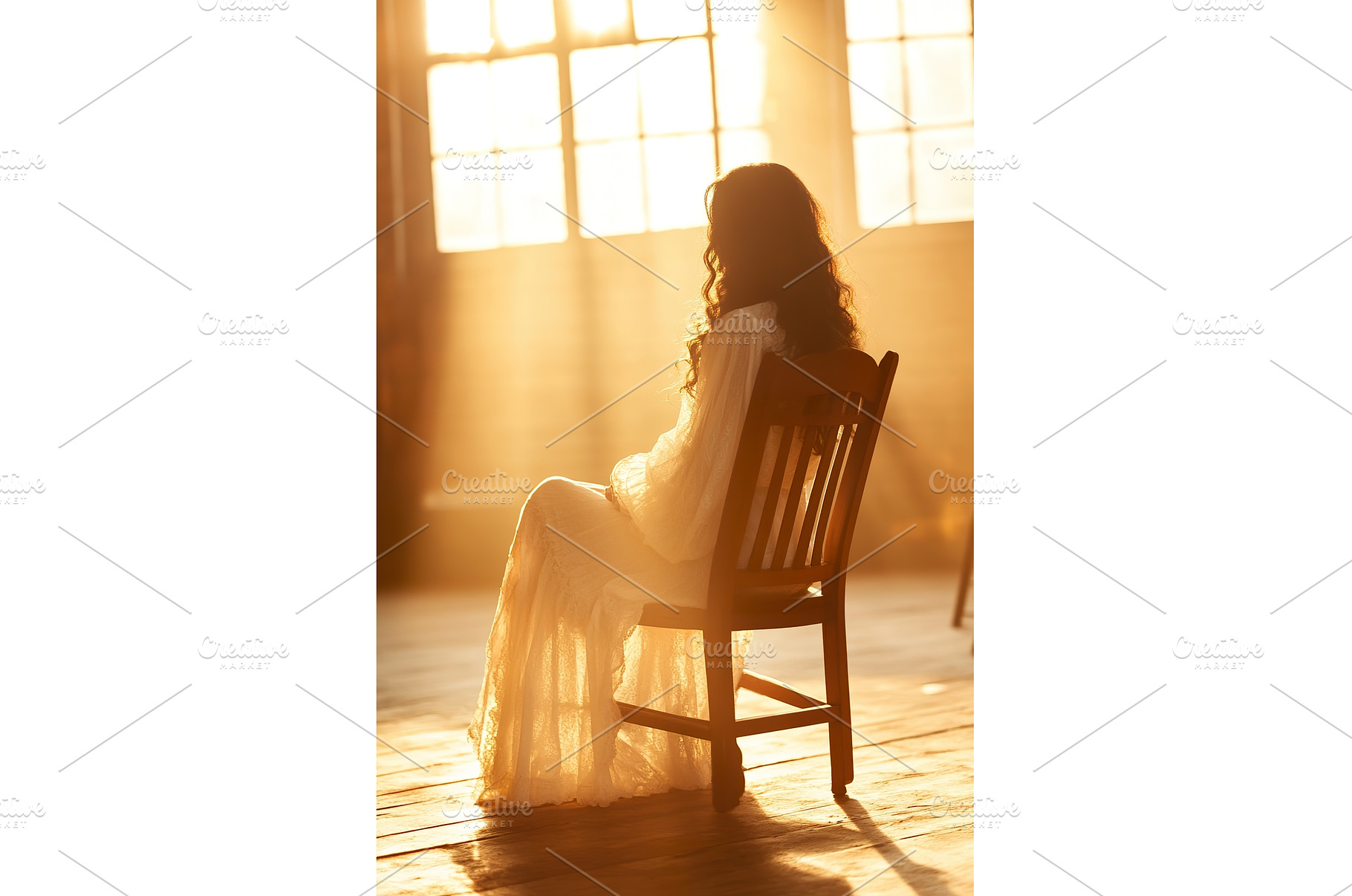 Woman Sits Silently on a Wooden, an Architecture Photo by Lermont51