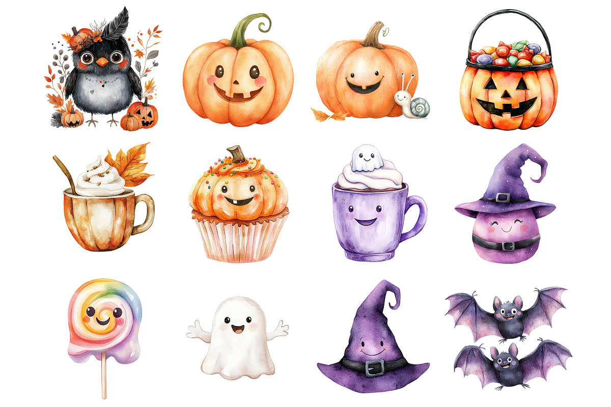Cute Halloween Clipart, a Seasonal Illustration by CitraGraphics (Photo 2 of 4)