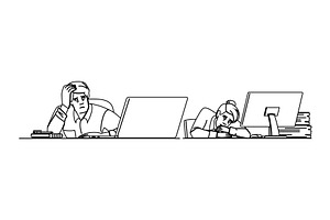 overwhelm stress burnout vector, a Person Illustration by pikepicture