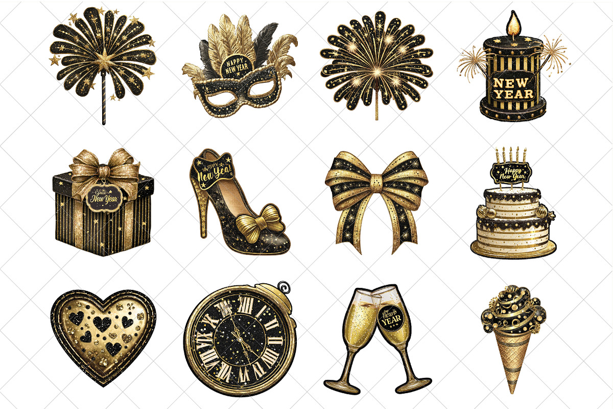 Gliteer New Year Clipart, an Illustration by SinaCreation (Photo 2 of 7)