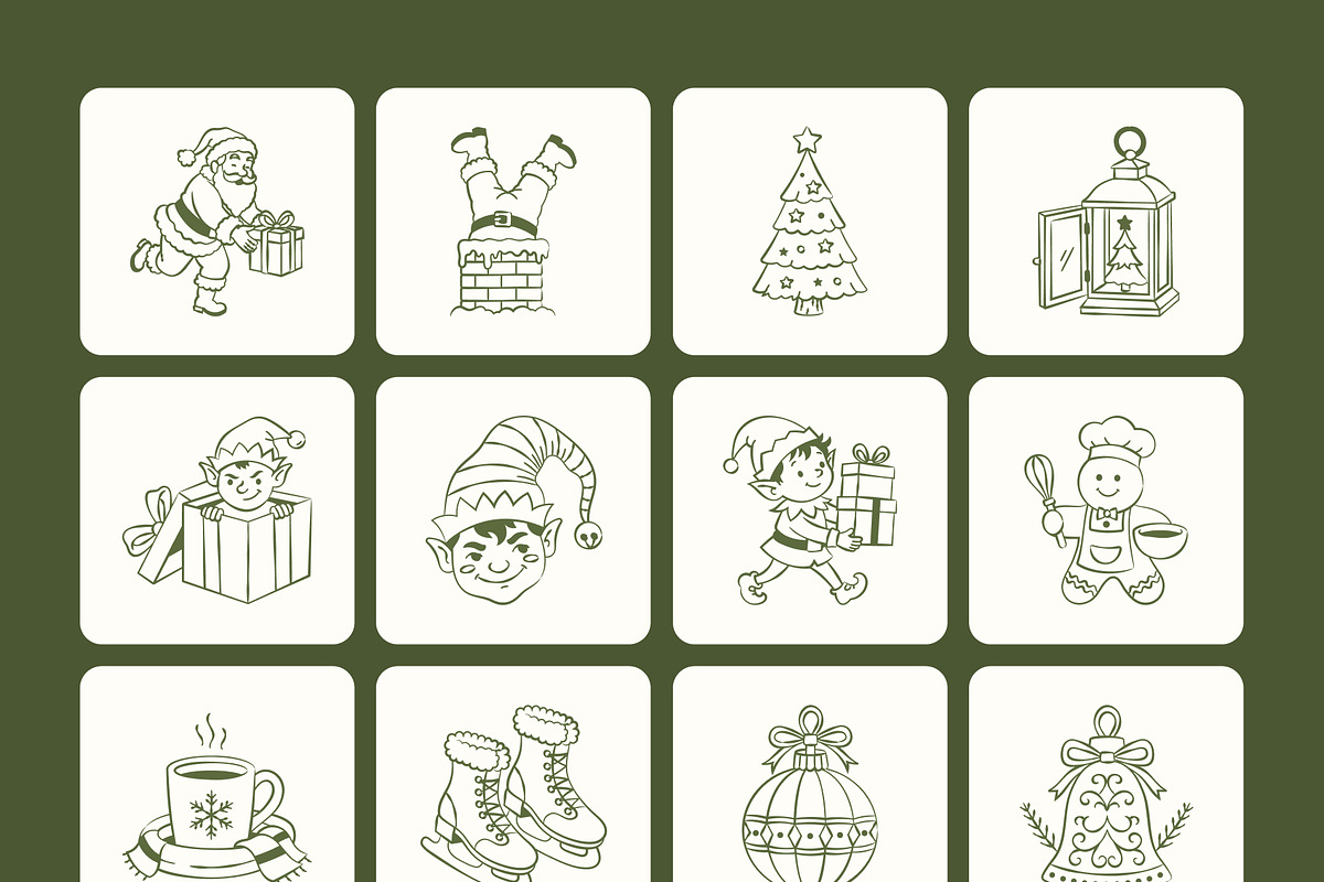 90 Christmas Hand-drawn Doodles, an Outline Icon by Prosymbols (Photo 7 of 9)
