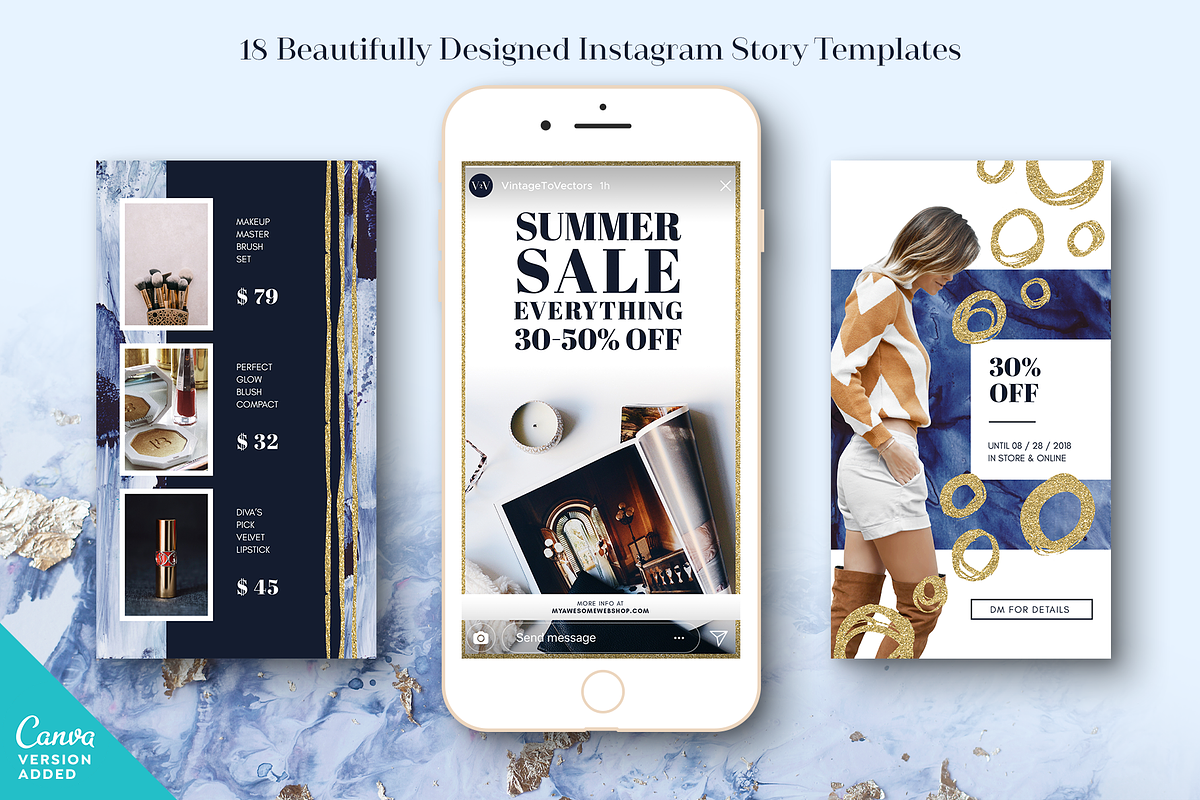 INDIGO Instagram Story Templates, a Social Media Template by Vintage To Vectors (Photo 3 of 9)