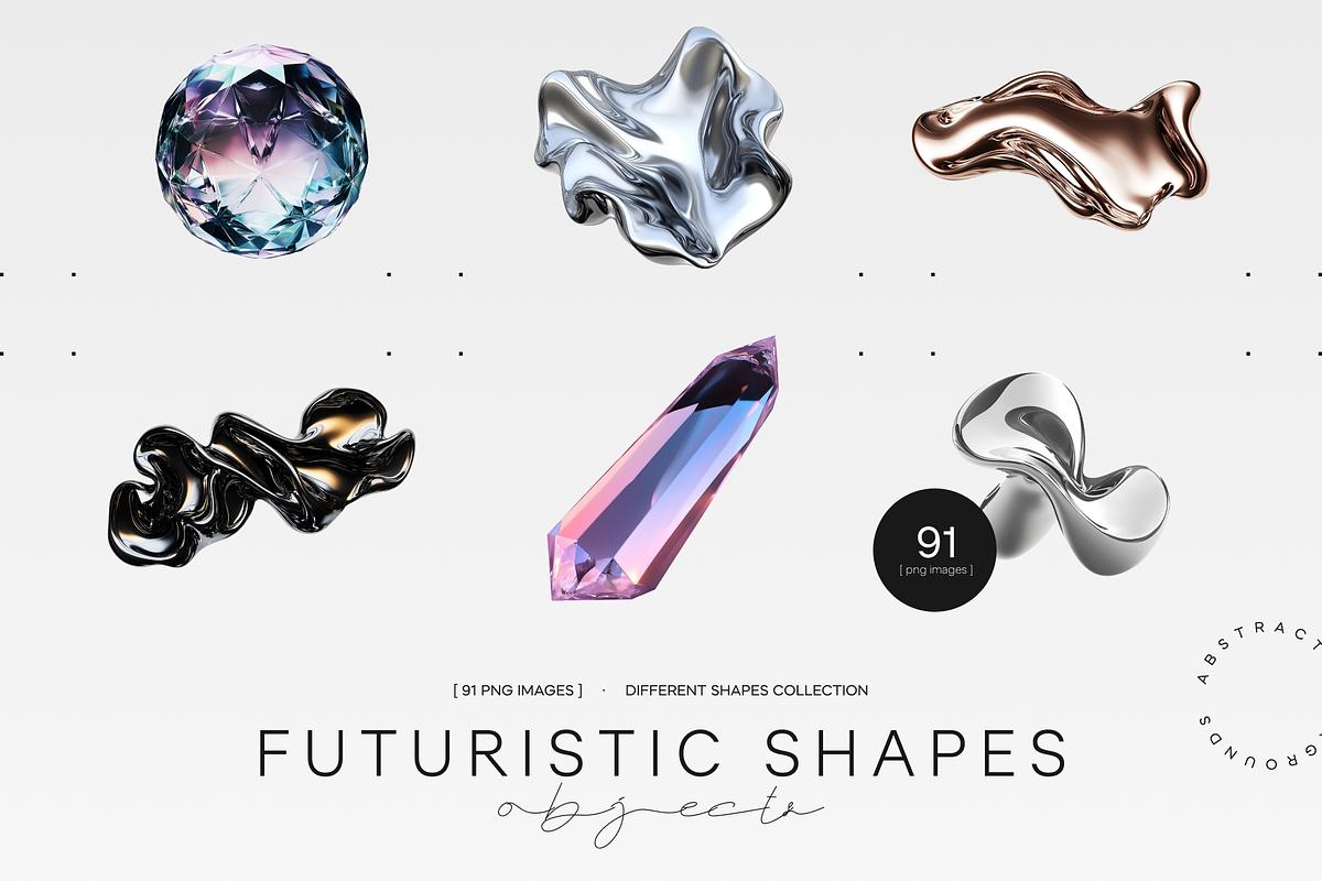Futuristic Shapes | PNG Objects Pack, an Object Graphic by Lumeno (Photo 1 of 8)