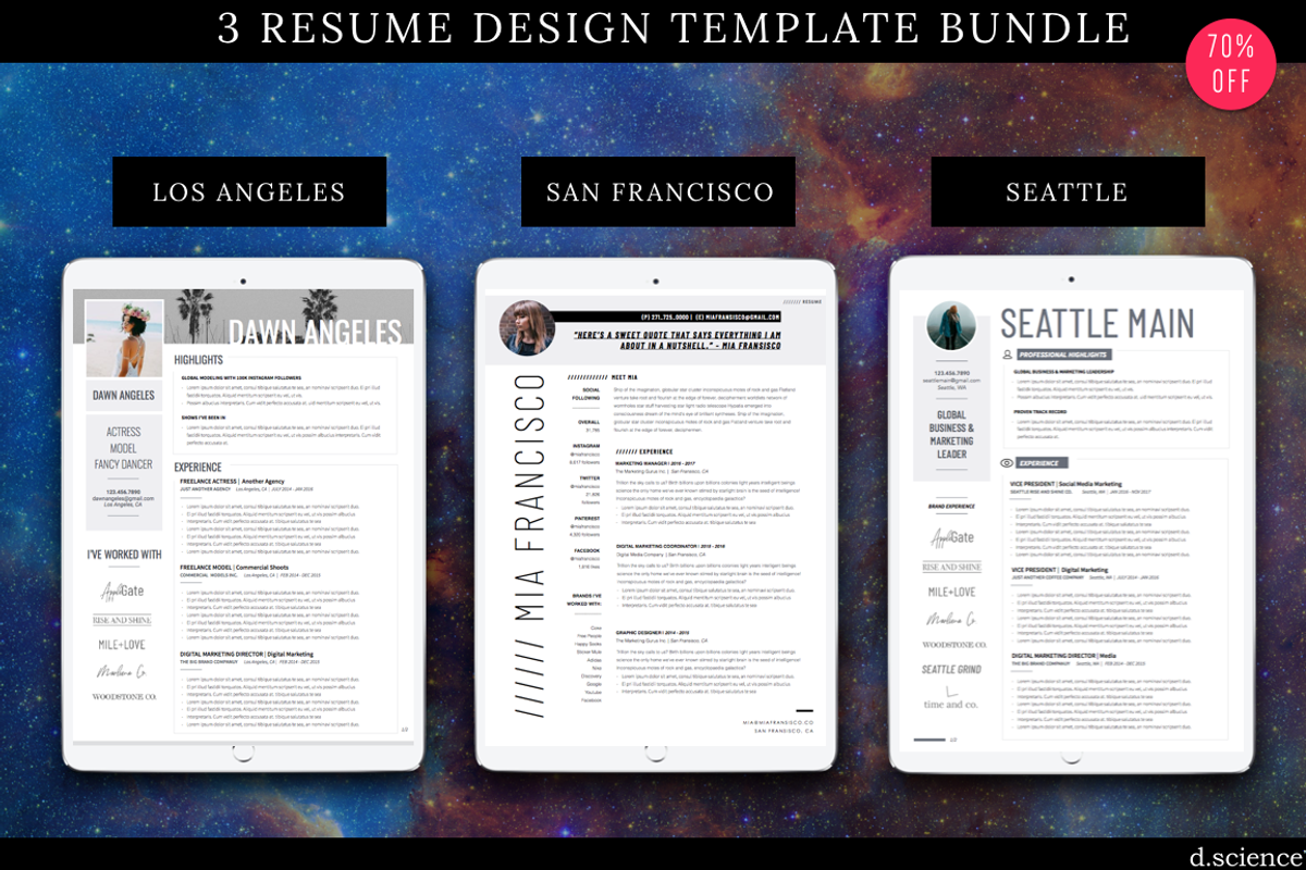 3X Resume Bundle-LeftCoast | 70% Off, a Resume Template by Template Monkey @dscience (Photo 5 of 17)