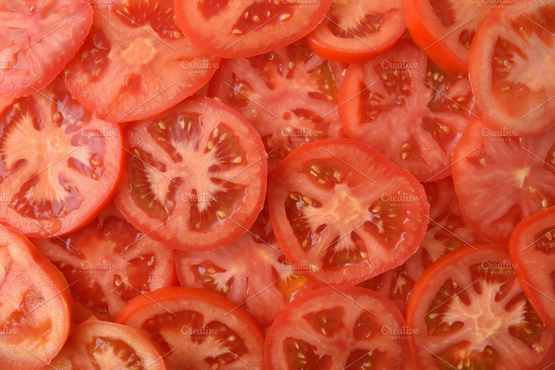 Fresh Tomato Slices Background Texture, a Food & Drink Photo by Davizro's Market