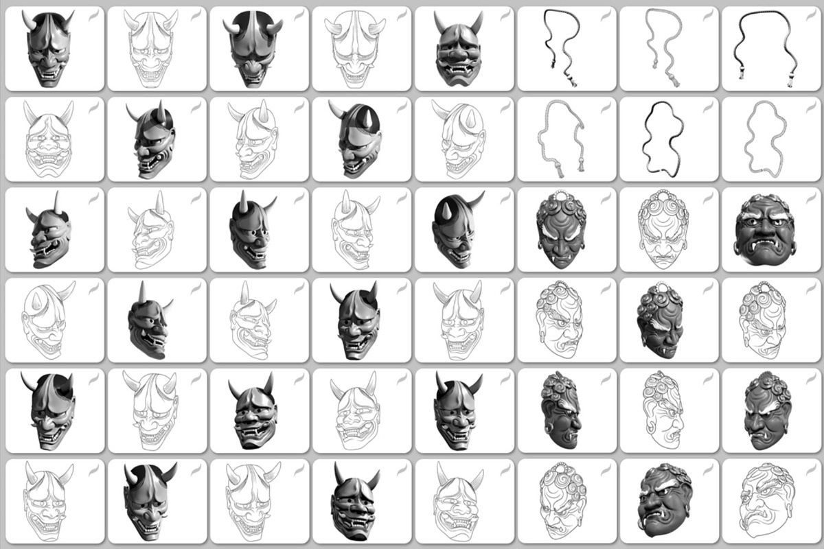 Japanese Mask Pack - Procreate Brush, a Brush Add-On by InkRef (Photo 5 of 6)