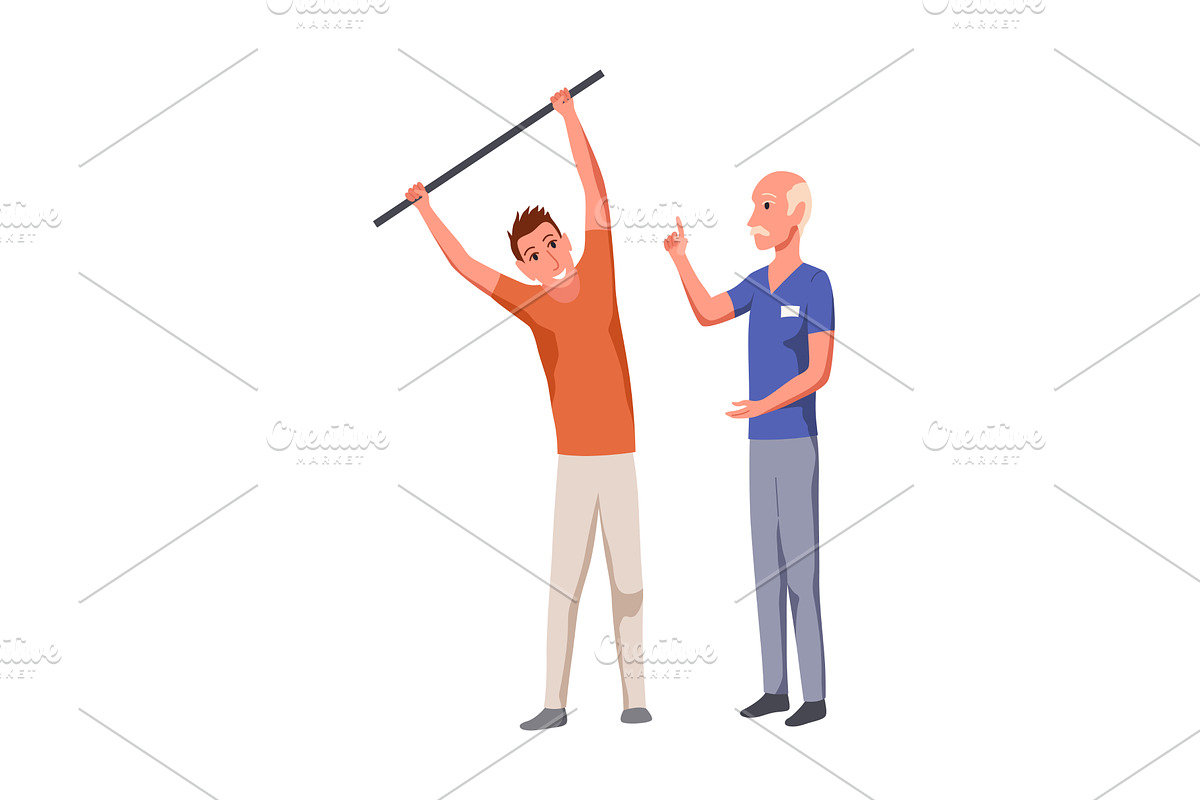 Therapist helping patient during, an Object Illustration by the8monkey