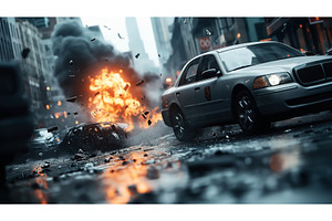 Urban street scene with a car, a Transportation Photo by Sergey Kotenev