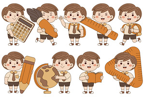 Kids Boy Back to School Vector Pack, an Illustration by MEDZ