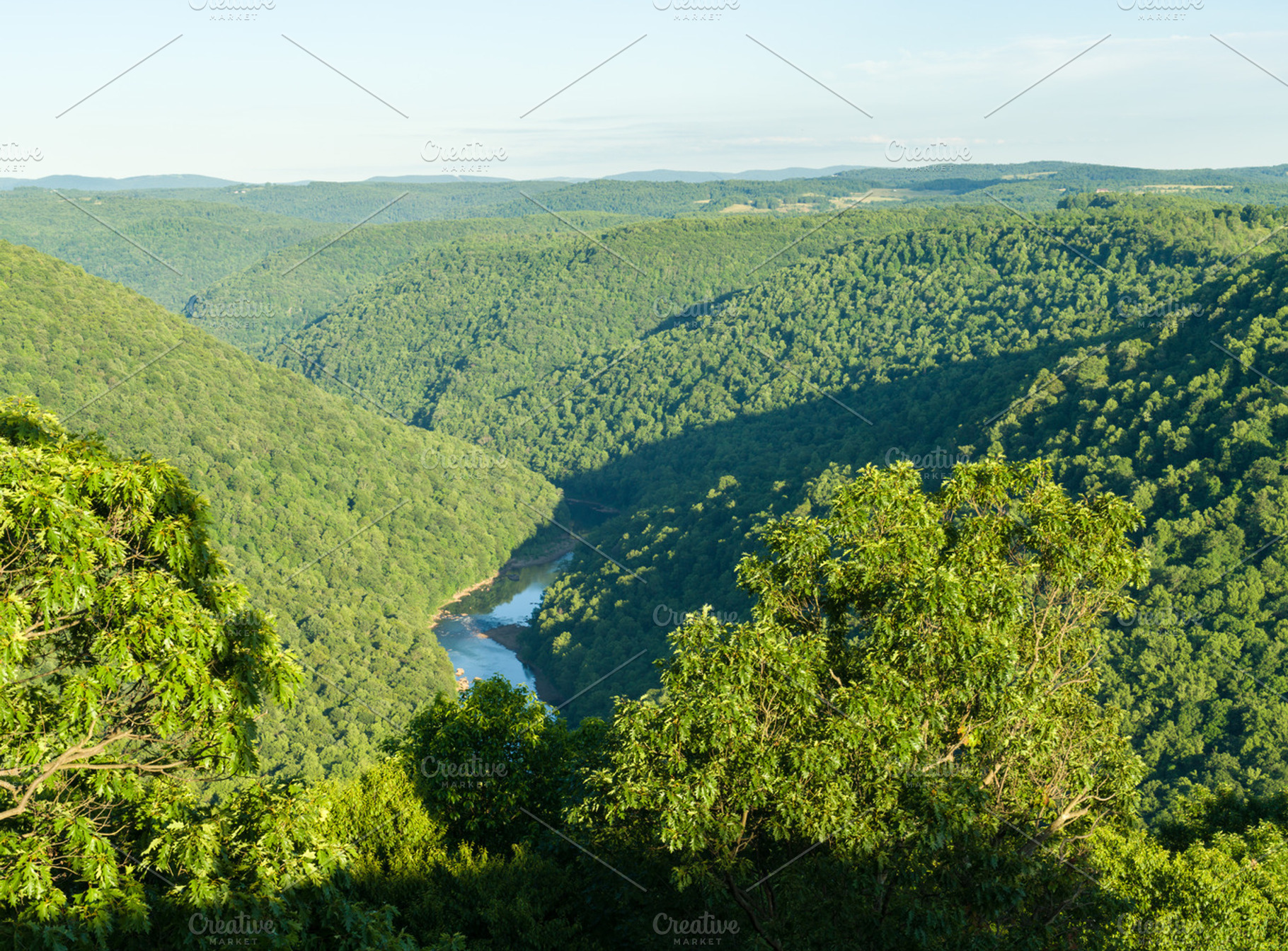 Raven rock overlook of cheat river containing cheat lake, cheat river canyon, a Nature Photo by Backyard Stock